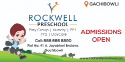 Best Day Care Centres in Hitech City, Hyderabad, Rockwell preschool, Gachibowli, Plot # 41A,  Jayabheri Enclave, Near Radisson Hotel, Gachibowli, Jayabheri Enclave,Gachibowli, Hyderabad