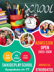 Best Day Care Centres in Ayanambakkam, Chennai, Sai Kids Play School Ayappakkam, Baba house, Raw style boutique No.6779, 10th Main Road, near sai times TNHB Ayappakkam, Ayappakkam, Chennai