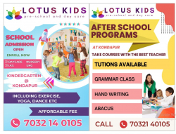 Best Day Care Centres in Kondapur, Hyderabad, Lotus kids preschool, PLOT NO 33, Hanuman Nagar, Shilpa Hills, Kondapur, Telangana , Kondapur, Hyderabad