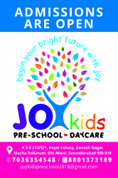 Pre schools, Playschools schools in Secunderabad, Hyderabad, JOY Kids Pre-School & Day Care Bolarum,  Panchsheel Enclave, Sri Ganesh Nagar, Bolarum, Secunderabad, Telangana , Bolarum, Hyderabad