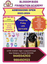 Pre schools, Playschools schools in Poonamallee High Road, Chennai, Blossom buds Foundation Academy and Pre school Iyyappanthangal, 2/338 Moovendhar Nagar, Subbiah Nagar, Ashok Brindavan Iyyappanthangal, Iyyappanthangal , Chennai