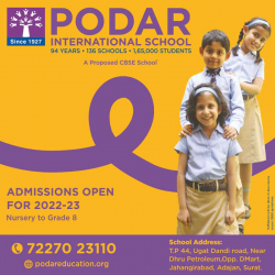 Day School near Rander Road, Surat, Podar International School  - Surat (Jahangirabad), Podar International School, Opp. D Mart, Near Dhru CNG Pump Jahangirabad, Adajan, Surat 395005, Adajan, Surat