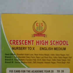 Day School in Hyderabad, CRESCENT HIGH SCHOOL, Inner Ring Rd, HAFIZ BABA NAGAR NORTH, TELANGANA, TELANGANA, Hyderabad