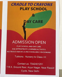 Best Day Care Centres in Sarojini Nagar, Delhi, Cradle To Crayons   Safdarjung Enclave, 18A, Ground Floor, near Rashid Cycle, Arjun Nagar, Safdarjung Enclave, New Delhi, Safdarjung Enclave, Delhi