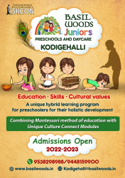 Pre schools, Playschools schools in Sahakara Nagar, Bangalore, Basil Woods Juniors Kodigehalli, No.235,7h Cross,Canara Bank Lay out,Kodigehalli, Kodigehalli, Bengaluru